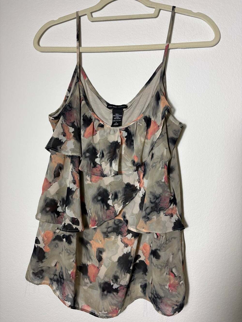 New York & Company Women's Size L Floral Ruffle Camisole Tank Top